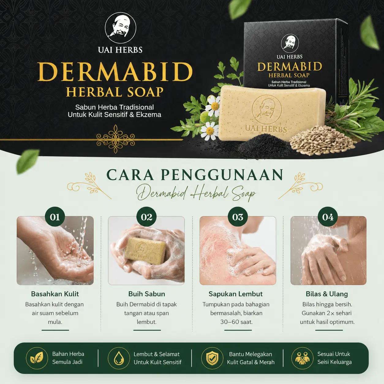 Cara Penggunaan Dermabid Herbal Soap